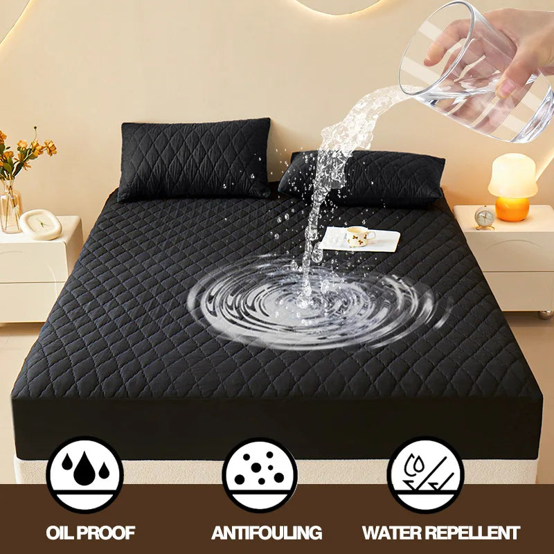 Quilted Waterproof Mattress Protector Fitted Bed Pad